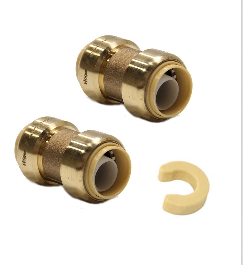 EFIELD 3/4 Inch Straight Coupling Push-Fit Fitting to Connect Pex, Copper, CPVC with a Disconnect Clip (Pack of 2),(PF008-2PCS) - Image 1